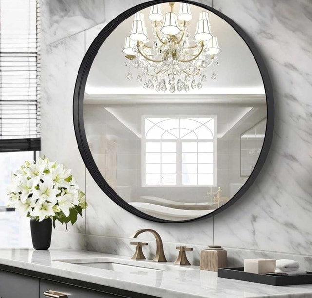 36 inch black round mirror