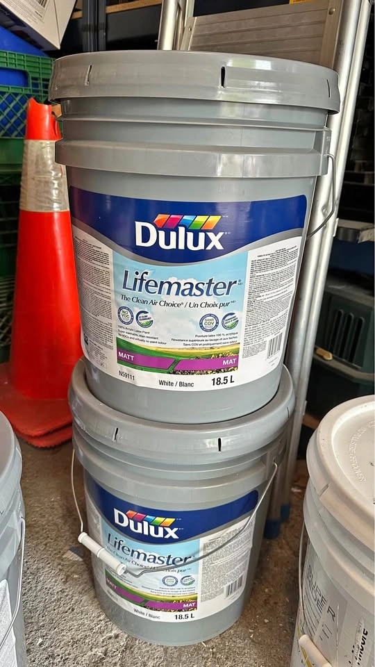 2 Full Pails New Top Line Latex Flat Paint - OC55 Paper White