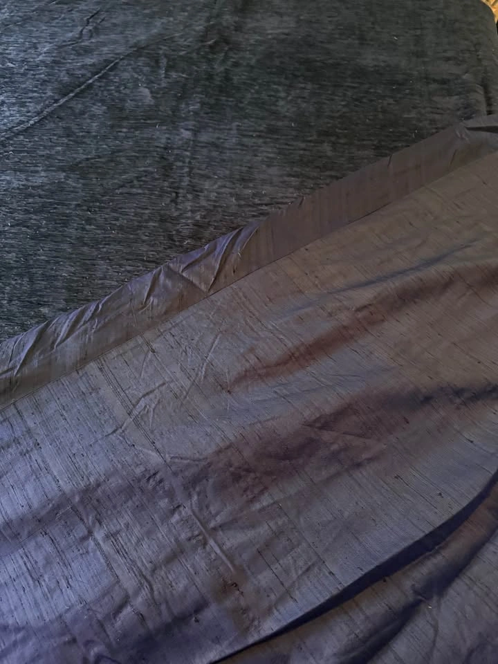 Custom Made Blue Velvet Queen Duvet Cover with Gold Border - photo 5