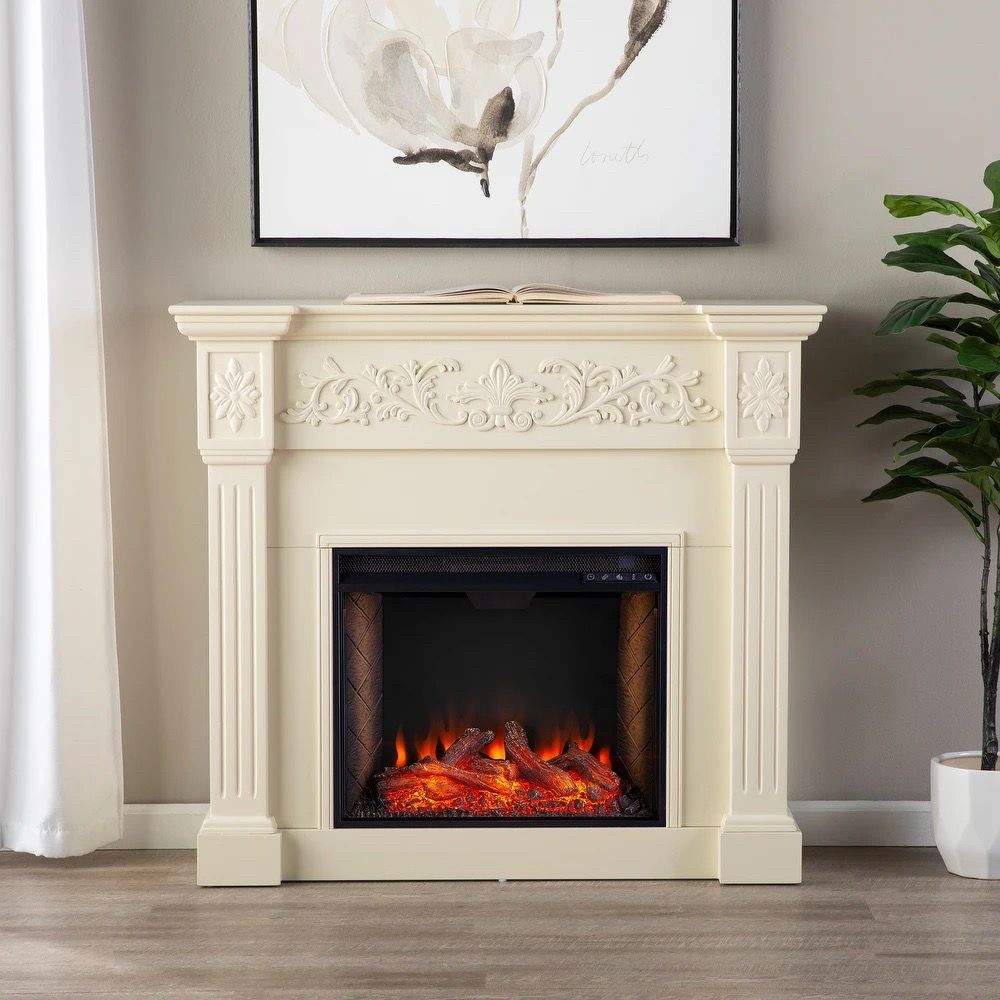 SEI Furniture Calvert Criss-Cross Electric Fireplace