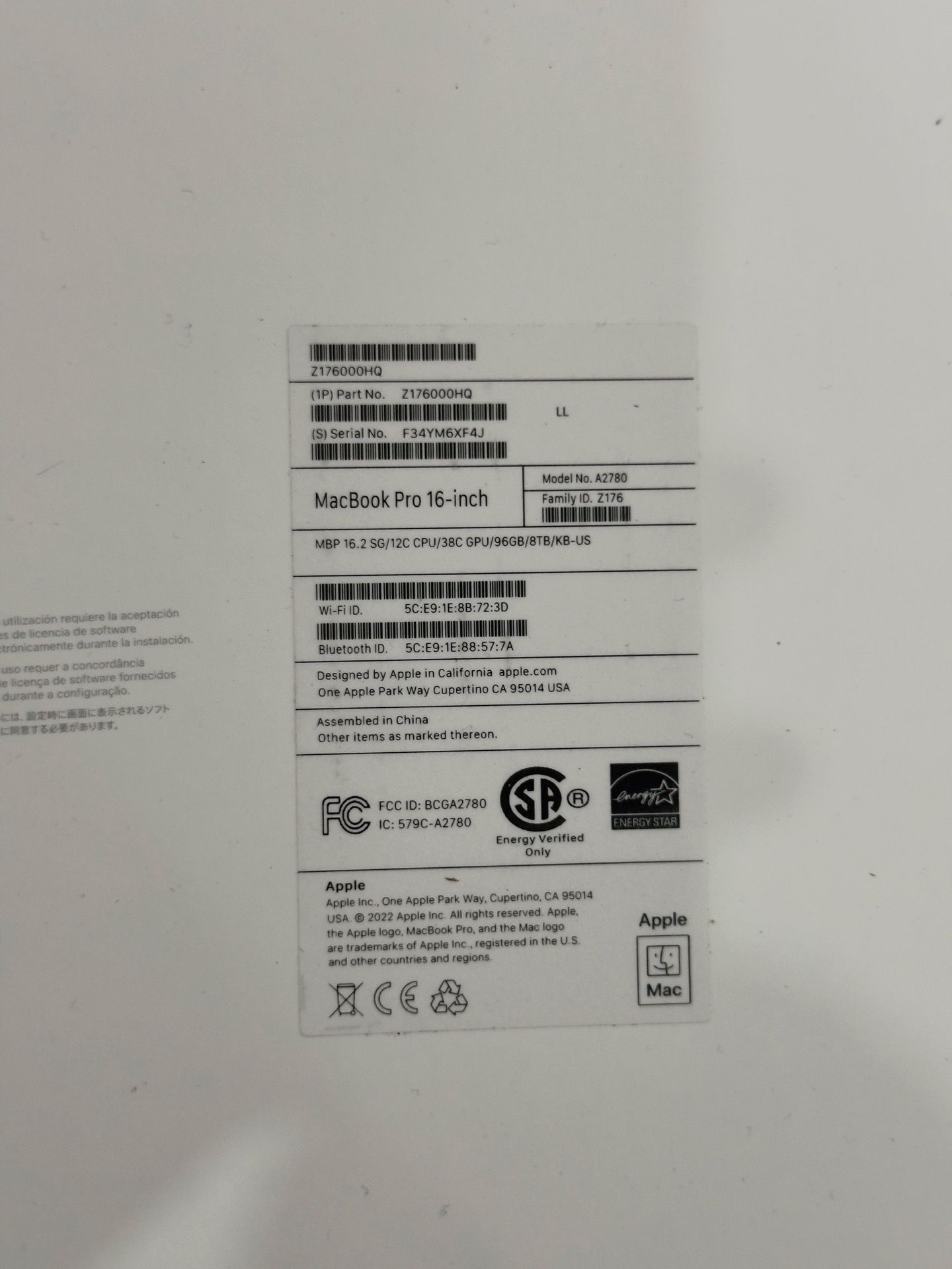 16-in MacBook Pro M2 Max, 12‑Core CPU, 38‑Core GPU, 96GB RAM, 8T - photo 2