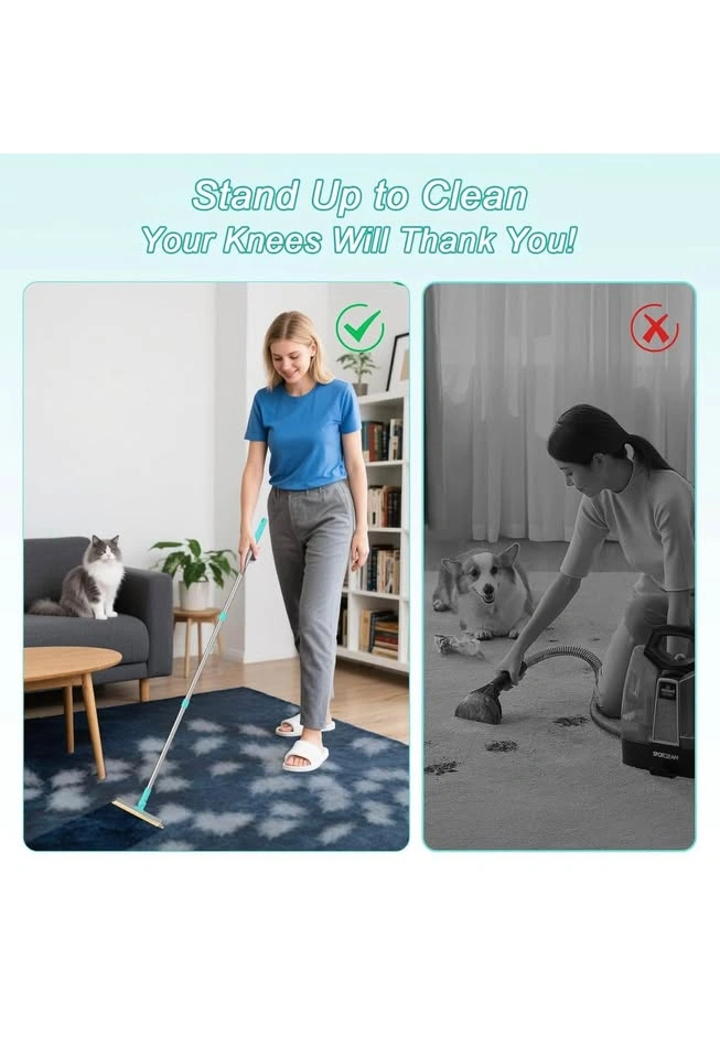 Carpet Rake for Pet Hair Removal - Adjustable Long Handle - photo 2
