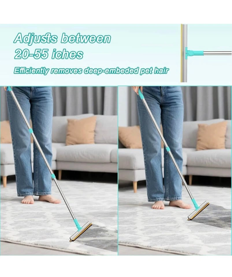 Carpet Rake for Pet Hair Removal - Adjustable Long Handle - photo 4