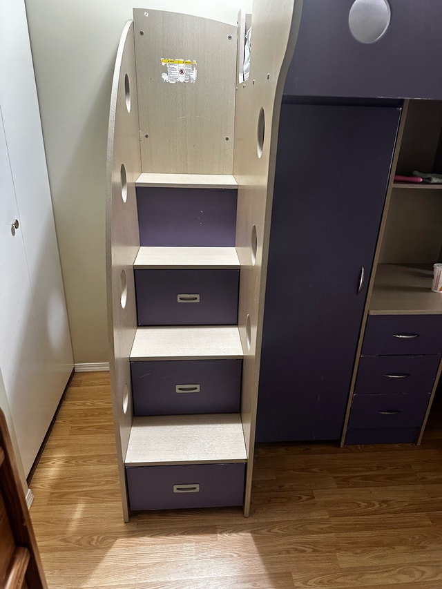 child twin loft bed with desk and storage - photo 2