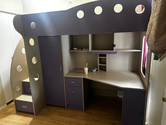 child twin loft bed with desk and storage - photo 3