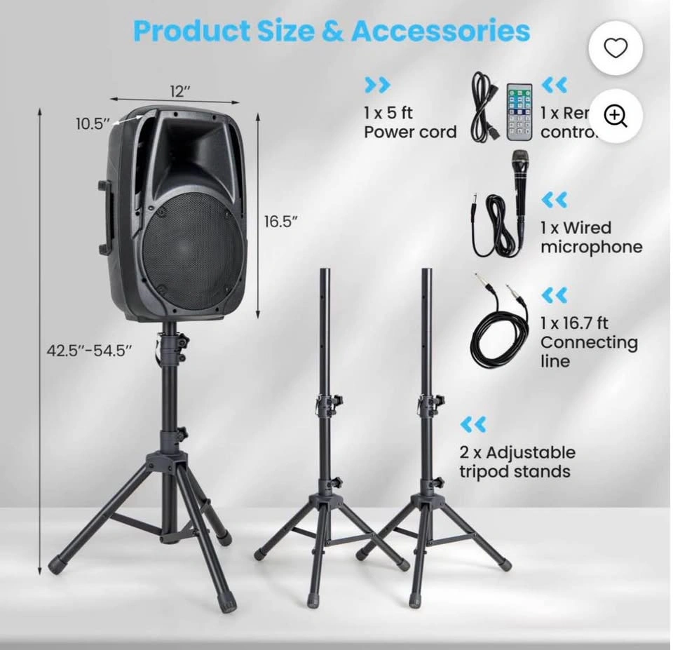 Costway Dual 10'' Portable 1600W Powered Speaker System - photo 2