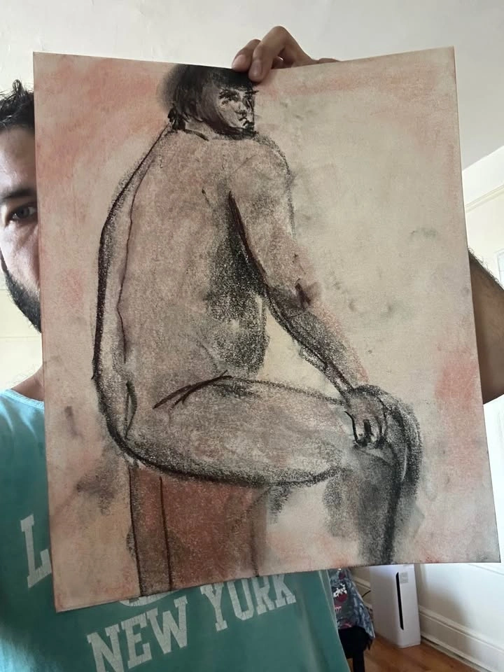 Conté Figure Drawing - Original - Wall Art - 14”x17” - photo 2