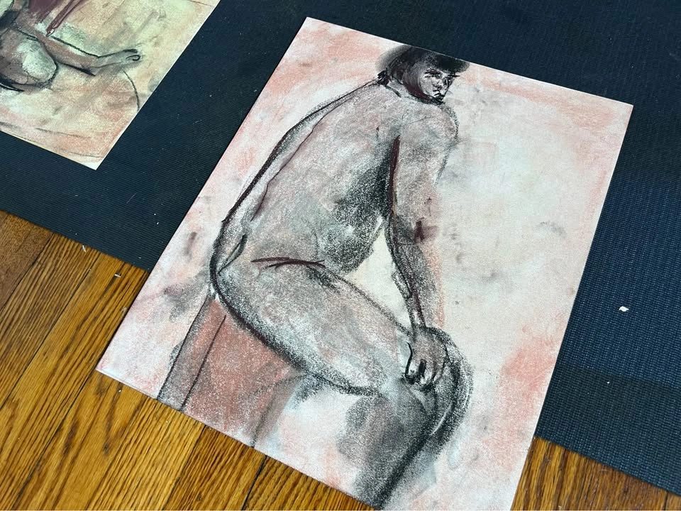 Conté Figure Drawing - Original - Wall Art - 14”x17” - photo 3