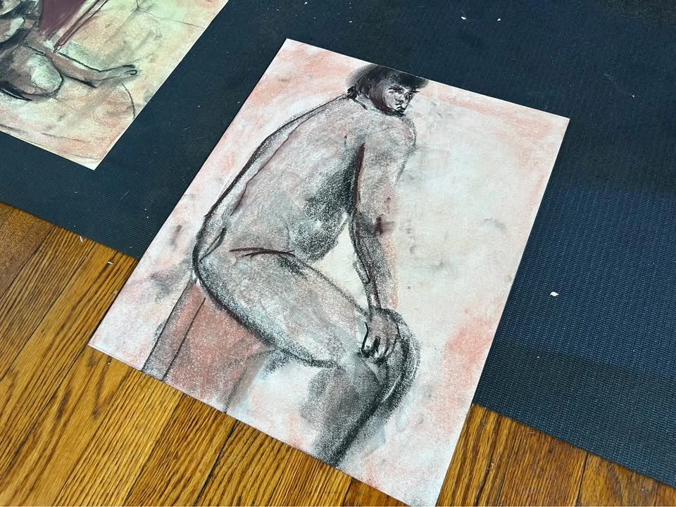 Conté Figure Drawing - Original - Wall Art - 14”x17” - photo 5