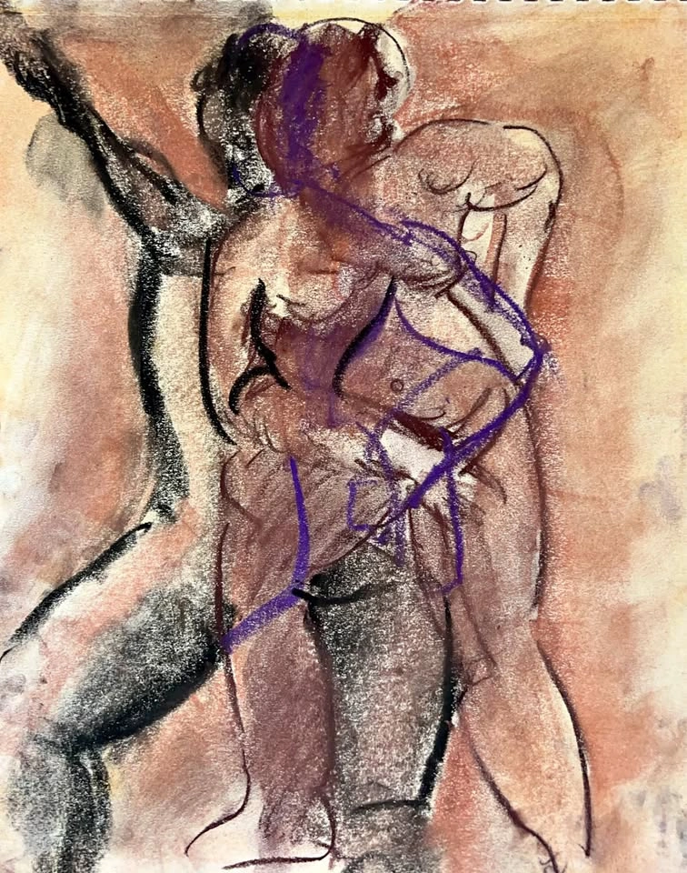 Conté Figure Drawing - Original - Wall Art - 14x17”