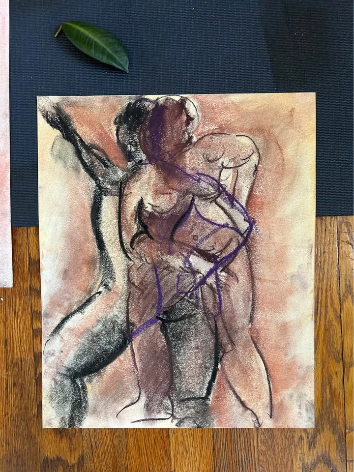 Conté Figure Drawing - Original - Wall Art - 14x17” - photo 2