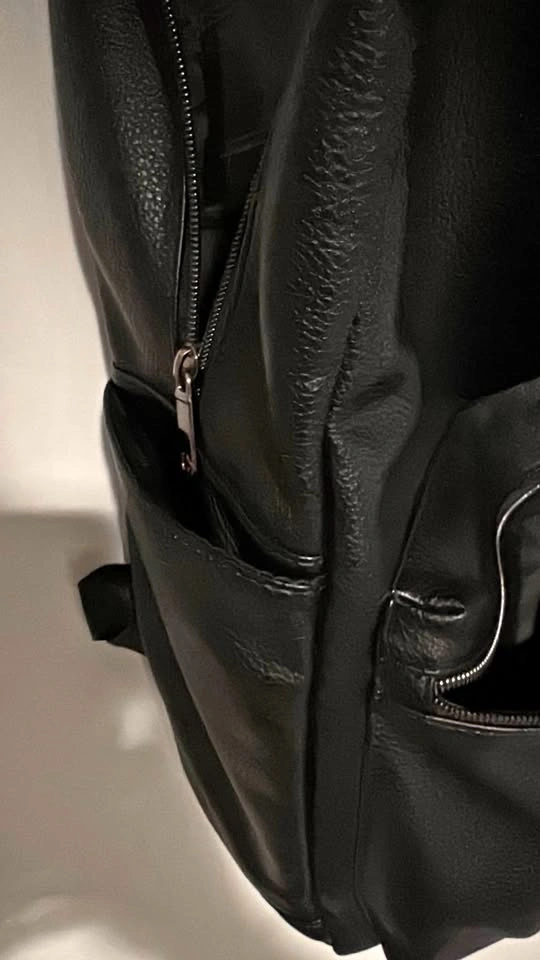 True Religion Black Leather Backpack – Laptop Compartment