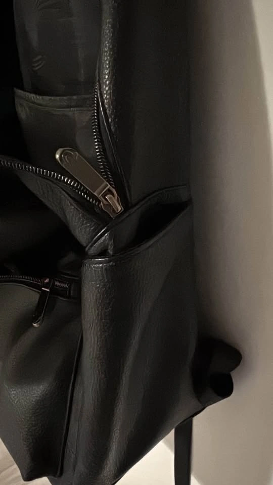 True Religion Black Leather Backpack – Laptop Compartment - photo 3