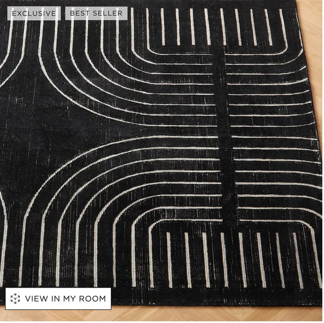 CB2 Asti Rug - Black and White New Zealand Wool 8x10 thumbnail