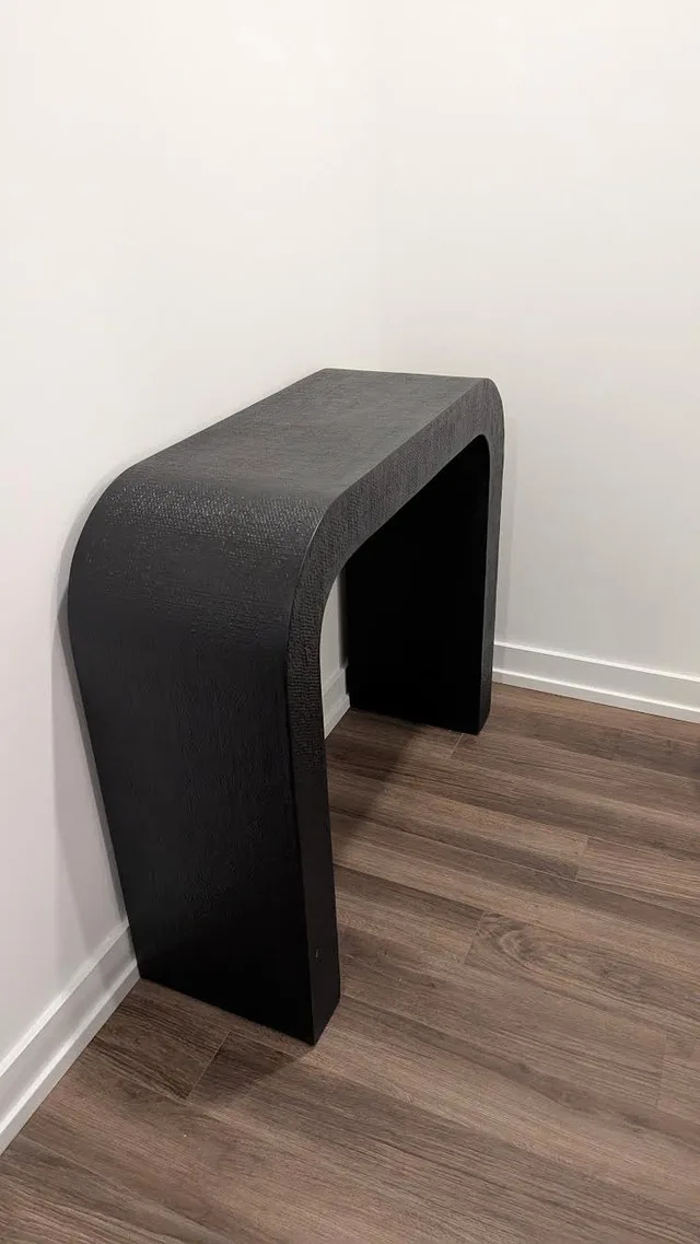 NEW CB2 Crescent 36" Black Resin Console Table image indicator(6)