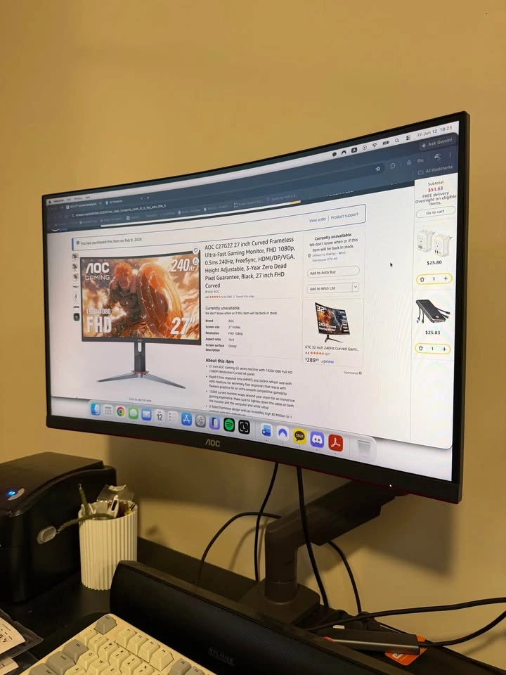 AOC 27” Curved 240Hz Gaming Monitor with Monitor Arm - photo 2
