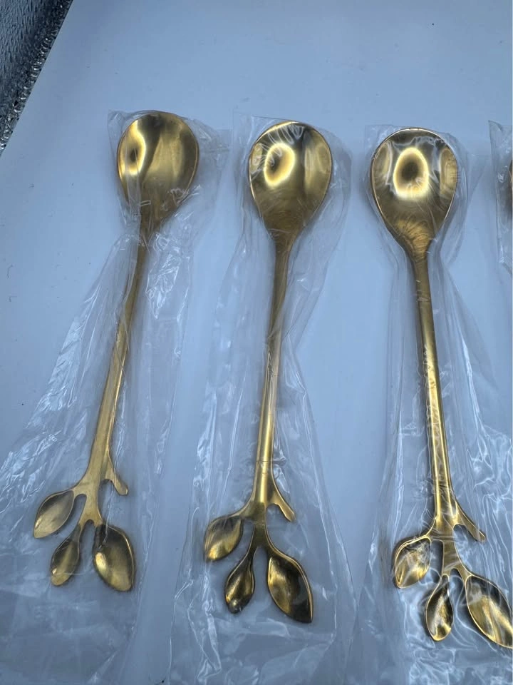 Gold Cheese Knife Sets and Leaf Spoons - photo 4