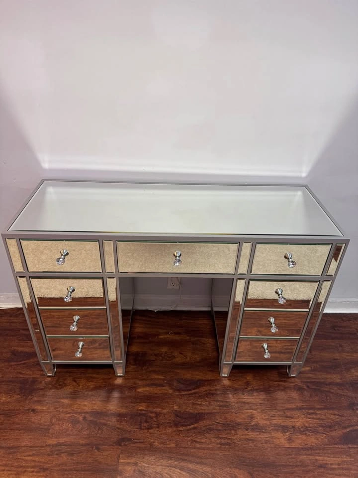 Luxury Mirrored Vanity Desk Set w/ Frontgate Bailey Swivel Stool - photo 3