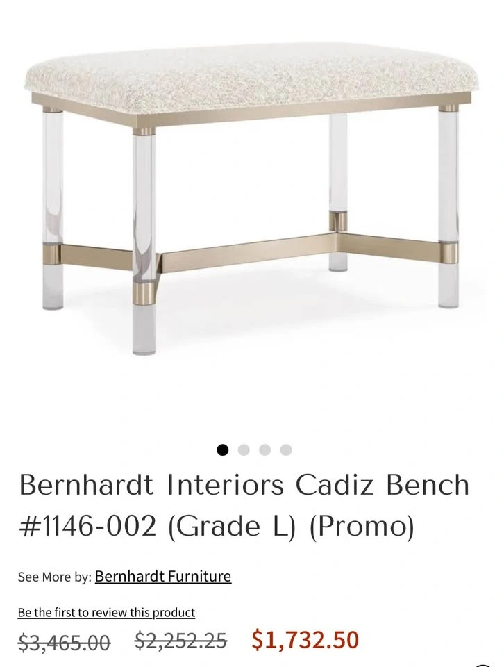 BERNHARDT CADIZ FABRIC BENCH - photo 4