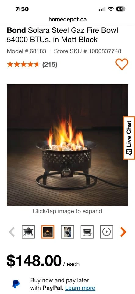 BNIB Solara Fire Pit 54,000BTU