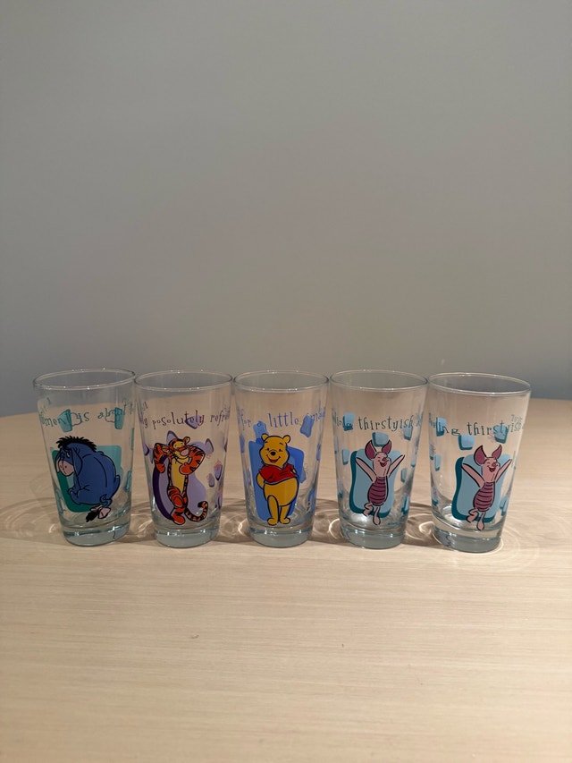 Disney Winnie the Pooh Drinking Glasses Set of 5