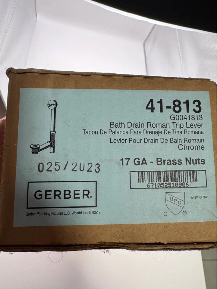 Gerber 41-813 Roman Tub Trip Lever Chrome Drain - photo 2