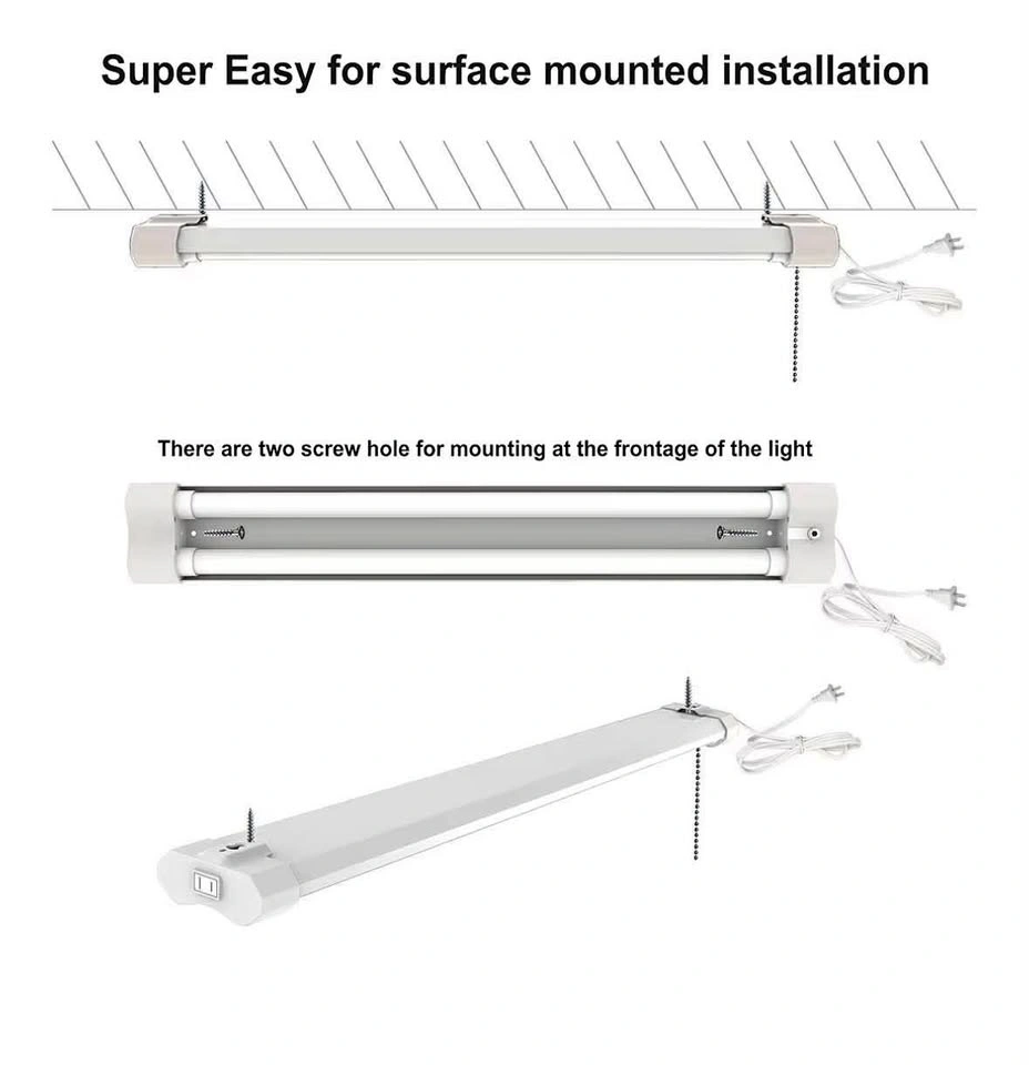 4FT Linkable LED Shop Light 4500LM 40W 5000K with Pull Chain