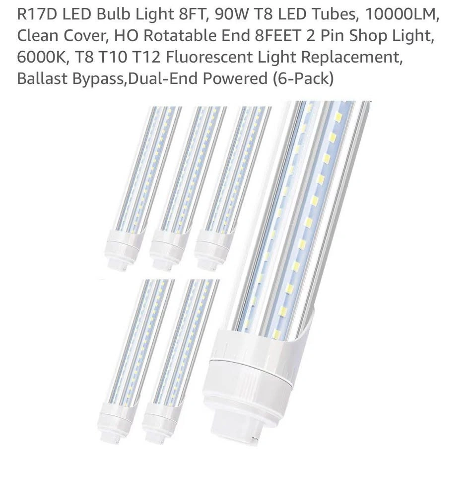 R17D LED T8 Tubes 8FT 90W 10000LM 6000K 6-Pack - photo 5