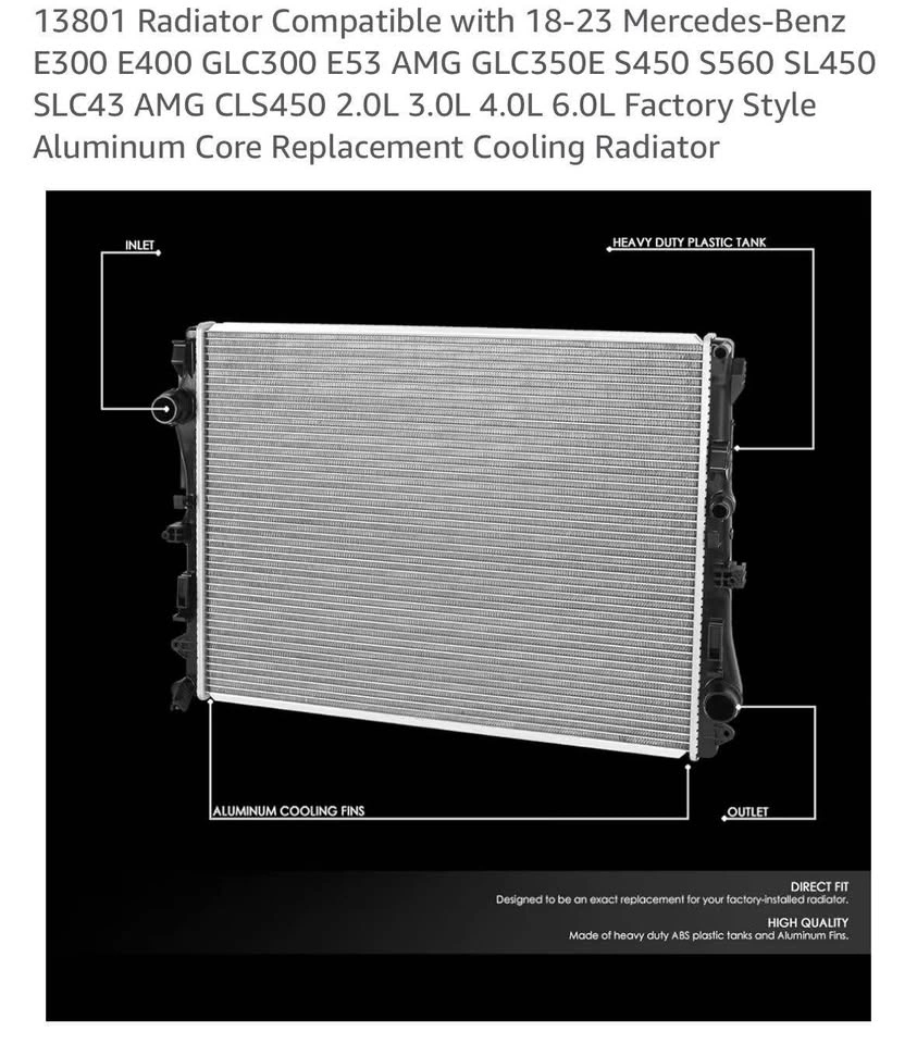 Radiator for 18-23 Mercedes-Benz E300 E400 GLC300 AMG - photo 5