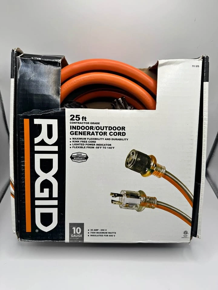RIDGID 25 ft. 10/4 Heavy Duty Outdoor Generator Extension Cord