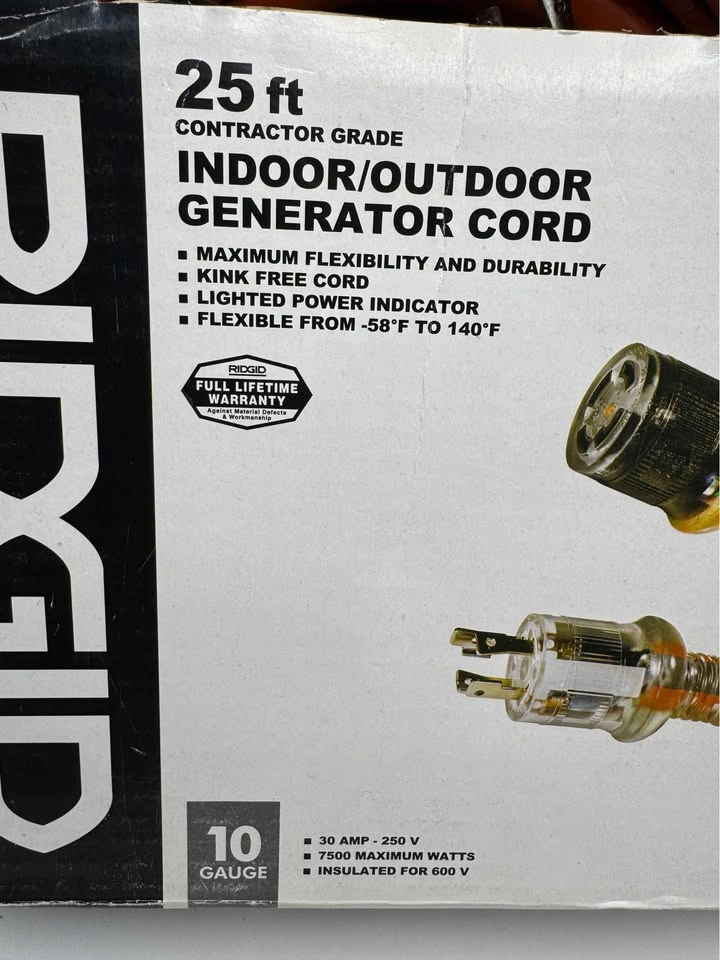 RIDGID 25 ft. 10/4 Heavy Duty Outdoor Generator Extension Cord - photo 4
