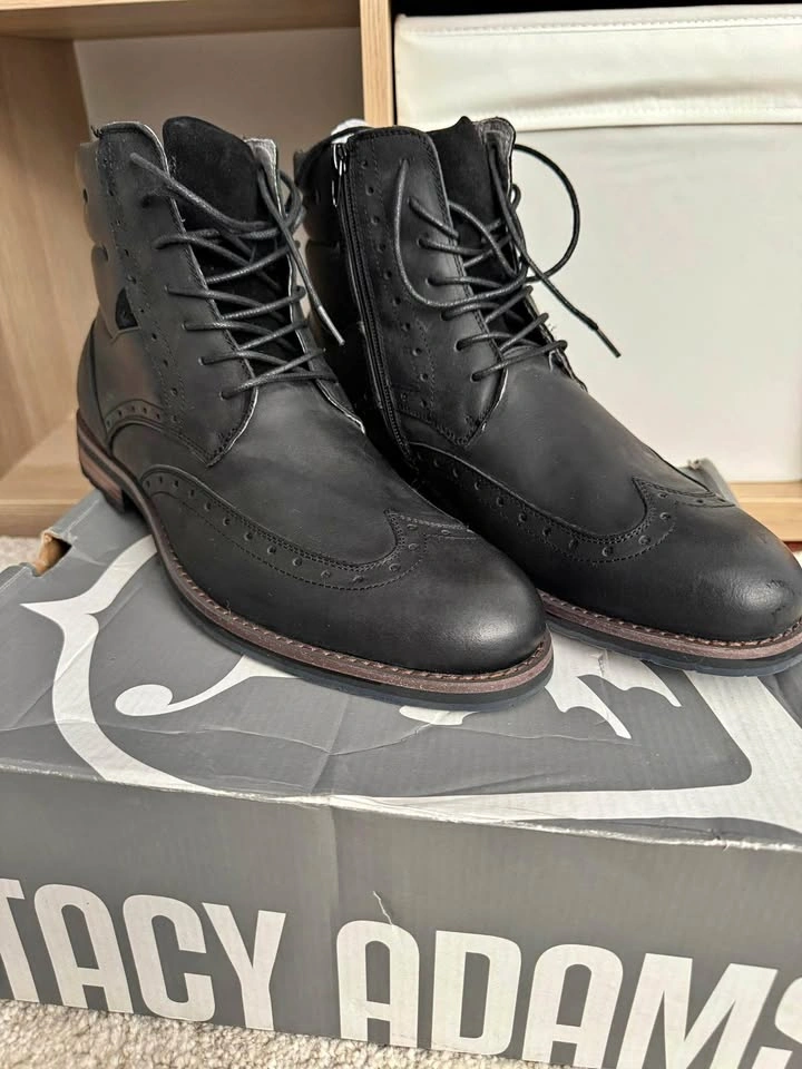 Stacy Adams Men’s Black Leather Boots – Classic Dress Boots