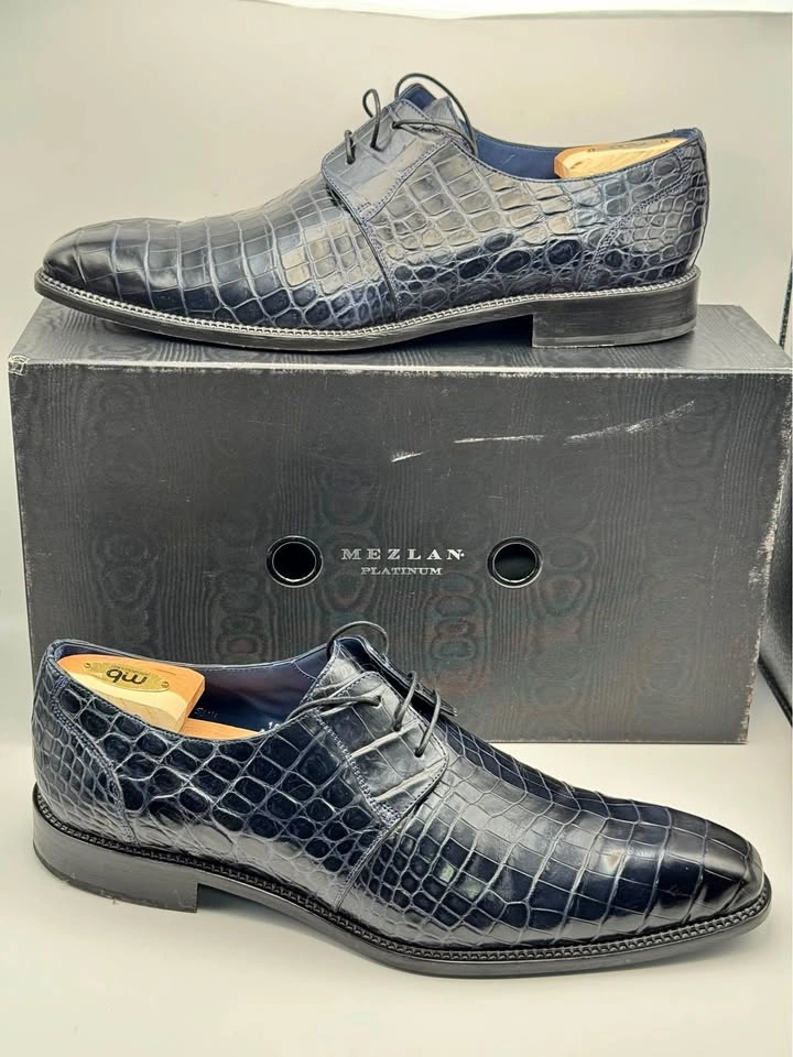 Mezlan Platinum Alligator Dress Shoes 14M