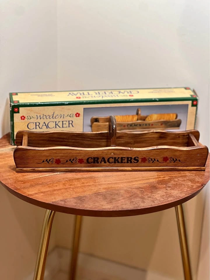 Vintage Wooden Cracker Tray / Hand-Painted Cracker Server