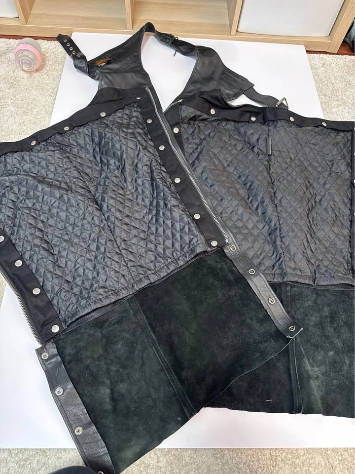 Black Leather Motorcycle Chaps XL - photo 3