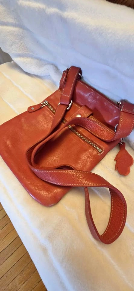 Roots Red Leather Crossbody Bag