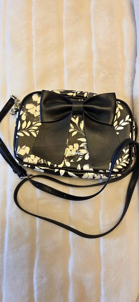 Karl Lagerfeld Paris floral print bow detail crossbody bag