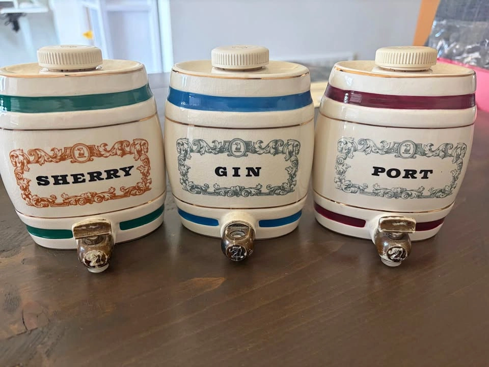 Set of 3 Vintage Wade Ceramic Decanters