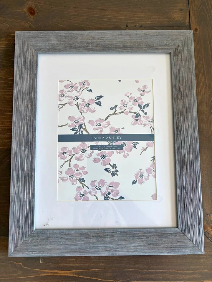 11x14 Laura Ashley Frame — Grey Wood, Matted to 8x10