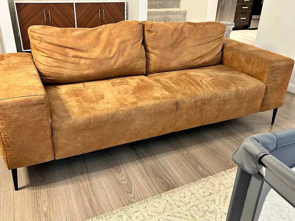 Cognac Leather Sofa Set (3-Seater + Loveseat) - Moving Sale