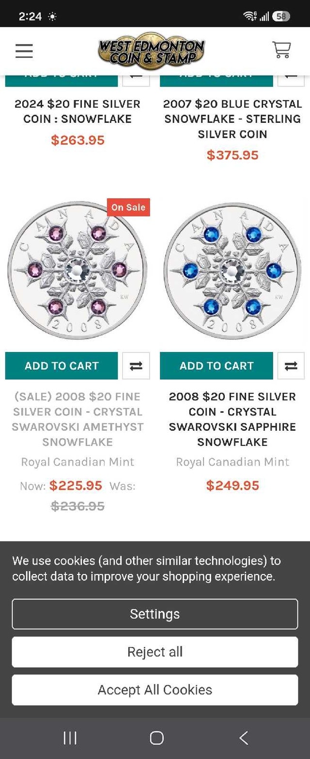 Royal Canadian Mint 2008 $20 Fine Silver Crystal Snowflake Coin - photo 5