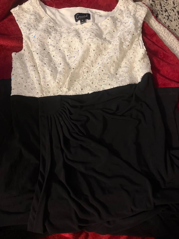Elegant Long Party Dress – White & Black (Size 14) - photo 3