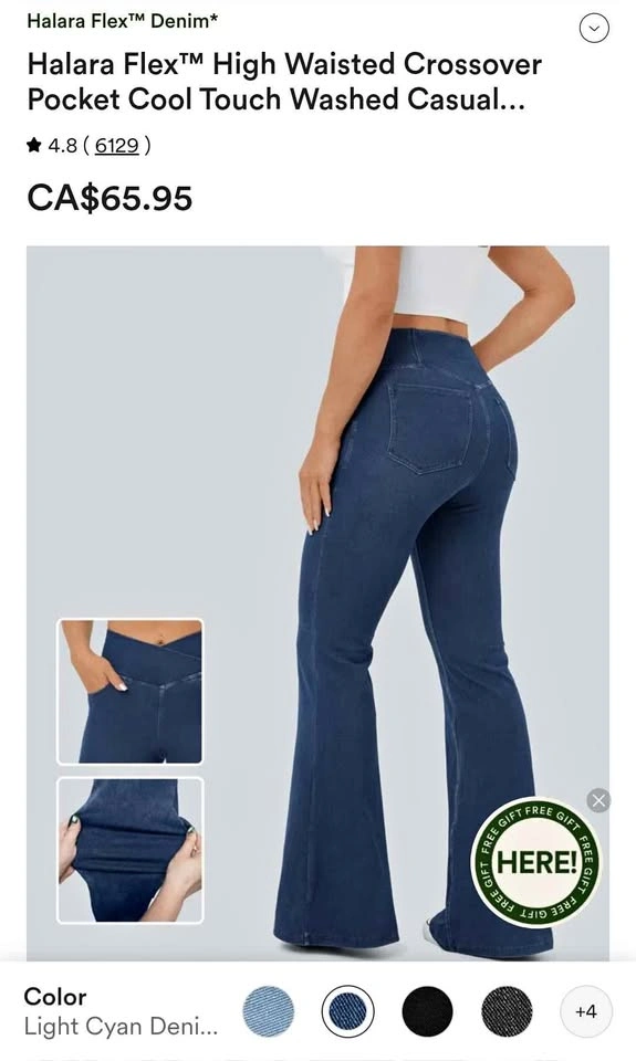 Halara Flex™ High Waisted Crossover Pocket Casual Jeans