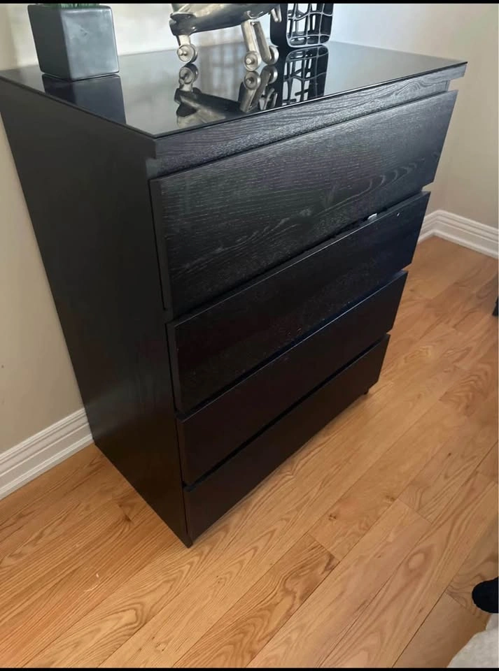 IKEA MALM 4-Drawer Dresser + Matching Mirror + Glass Top - photo 2