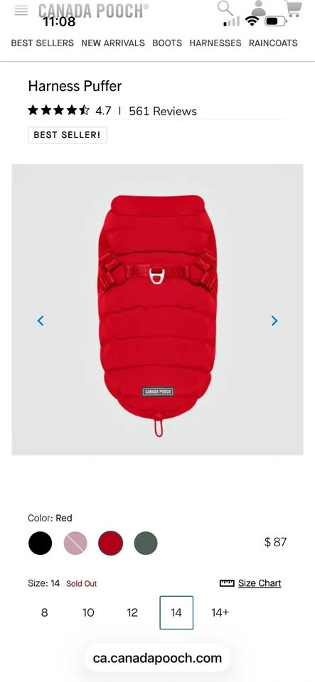 Canada Pooch Harness Puffer