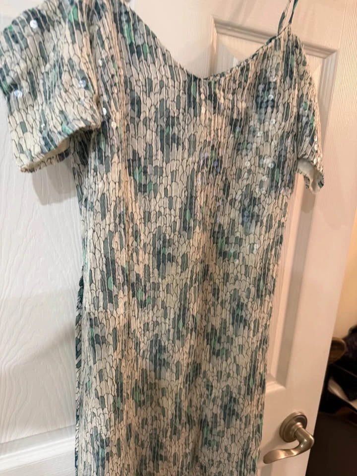 French Connection Green White Sequin Dress Size 4 - photo 3