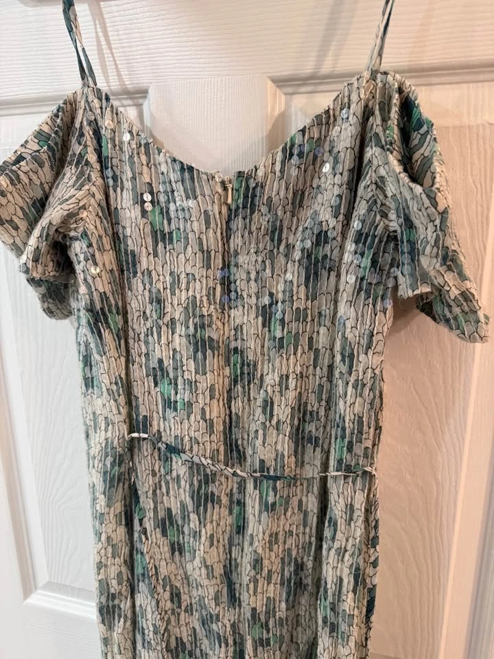 French Connection Green White Sequin Dress Size 4 - photo 5