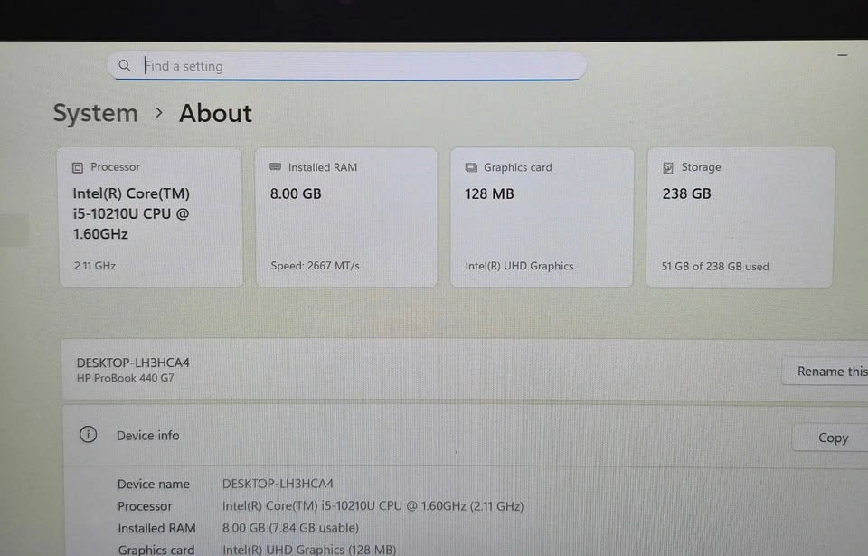 HP ProBook 440 G7 Laptop 8gb/256gb m2 ssd #1 - photo 2