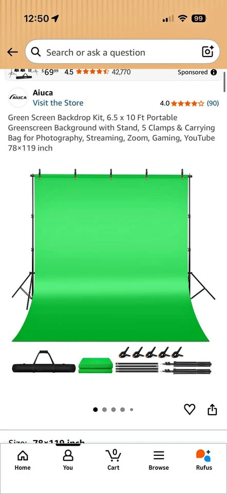 Green screen with stand for photography
