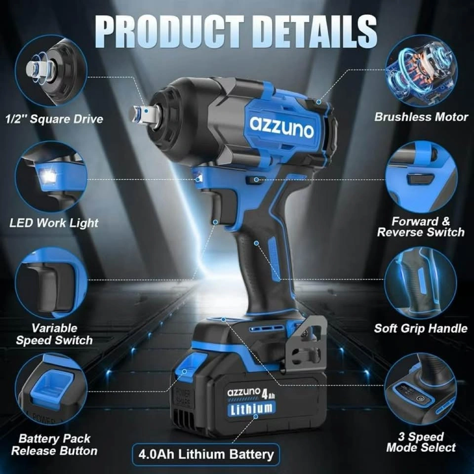 20V 450N.m Cordless Impact Wrench with 4.0Ah Battery - photo 3